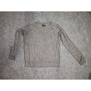 Lucky Brand Women's Long Sleeve Animal Print Gray Sweater Size Medium